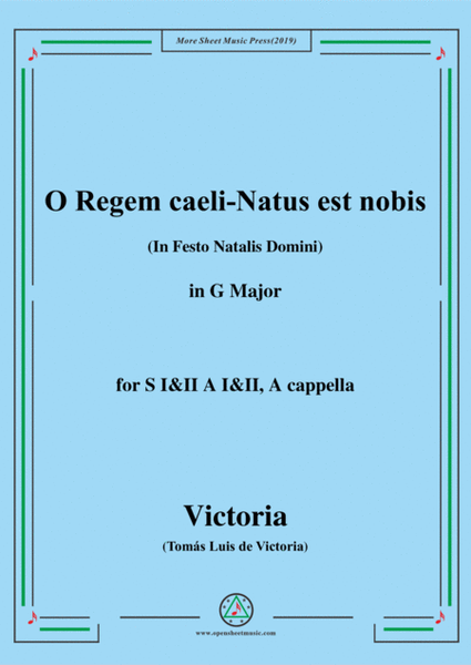 Victoria-O Regem caeli-Natus est nobis,in G Major,for SI&II AI&II,A cappella image number null