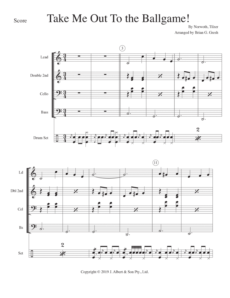 Take Me Out To The Ballgame Percussion Ensemble scores gallery preview page 1