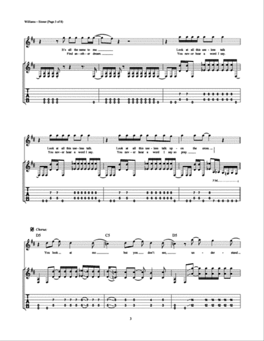 Sinner Electric Guitar scores gallery preview page 3