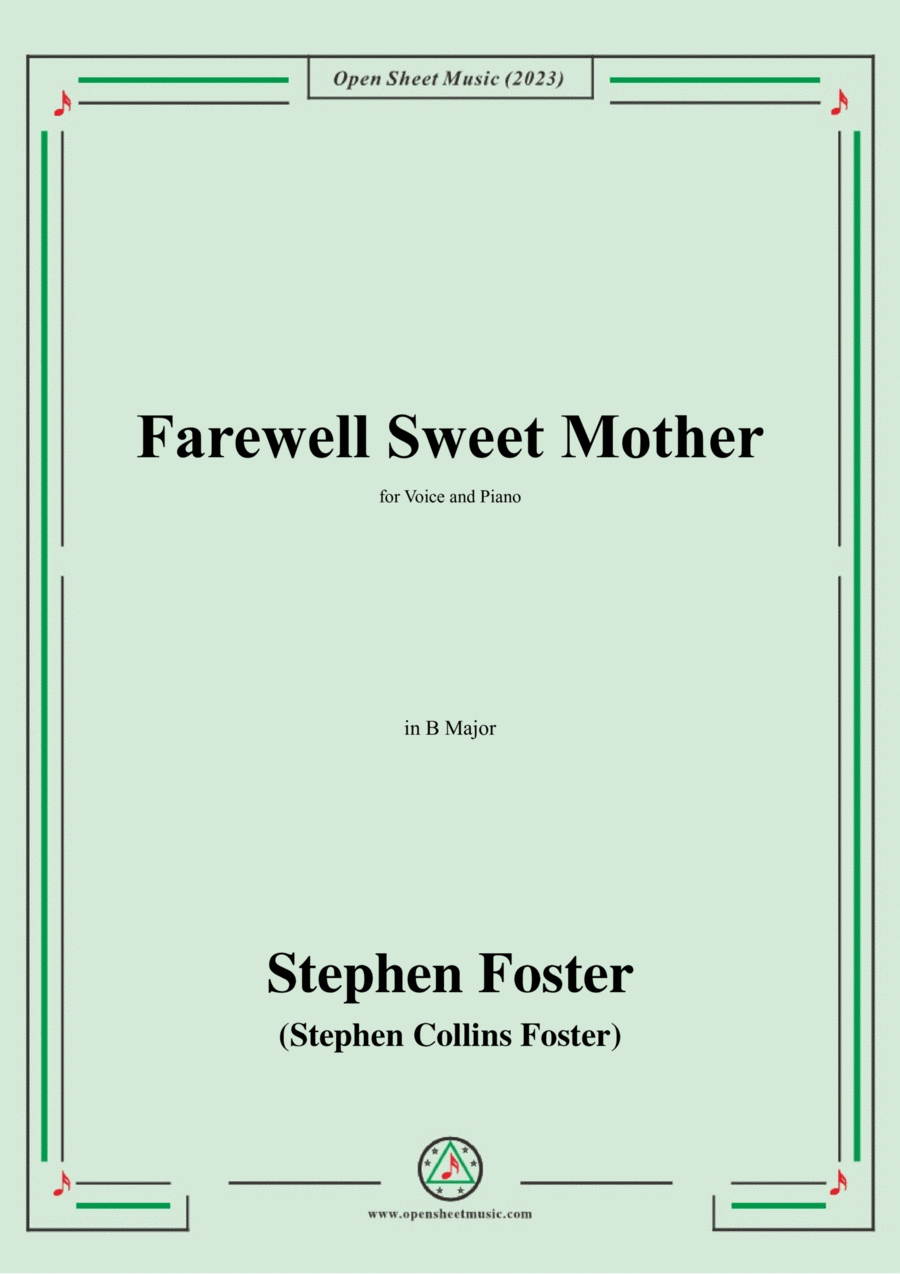 S. Foster-Farewell Sweet Mother,in B Major Voice scores gallery preview page 1