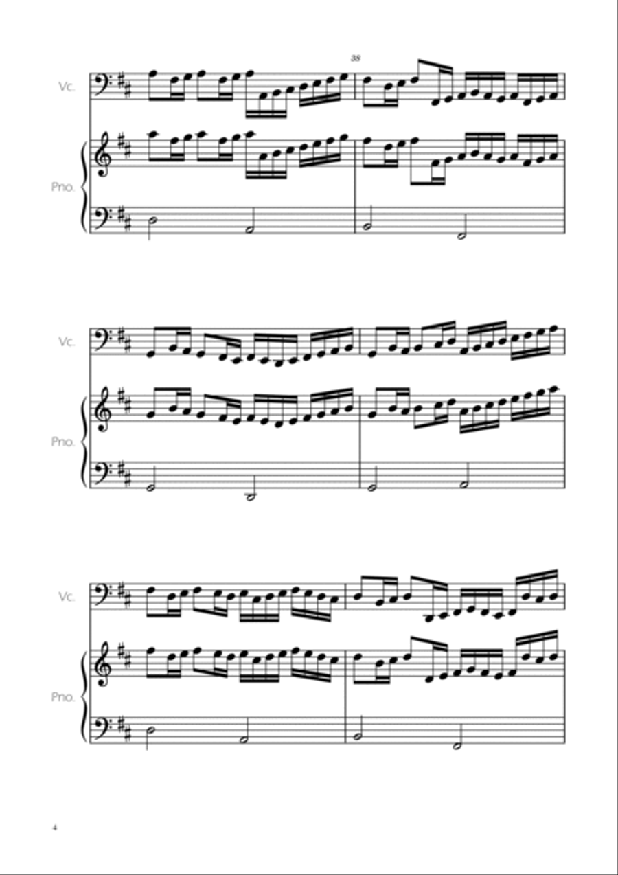 Canon in D Easy Cello and Piano Piano scores gallery preview page 4