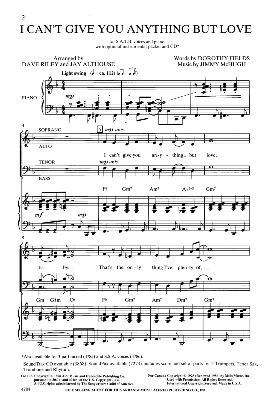 I Can't Give You Anything but Love Choir scores gallery preview page 1