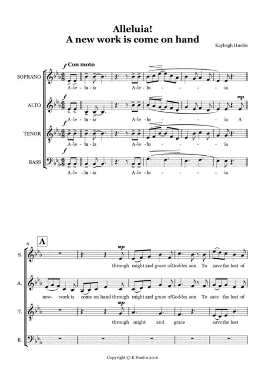 Alleluia! A new work is come on hand - SATB choir 4-Part scores gallery preview page 1