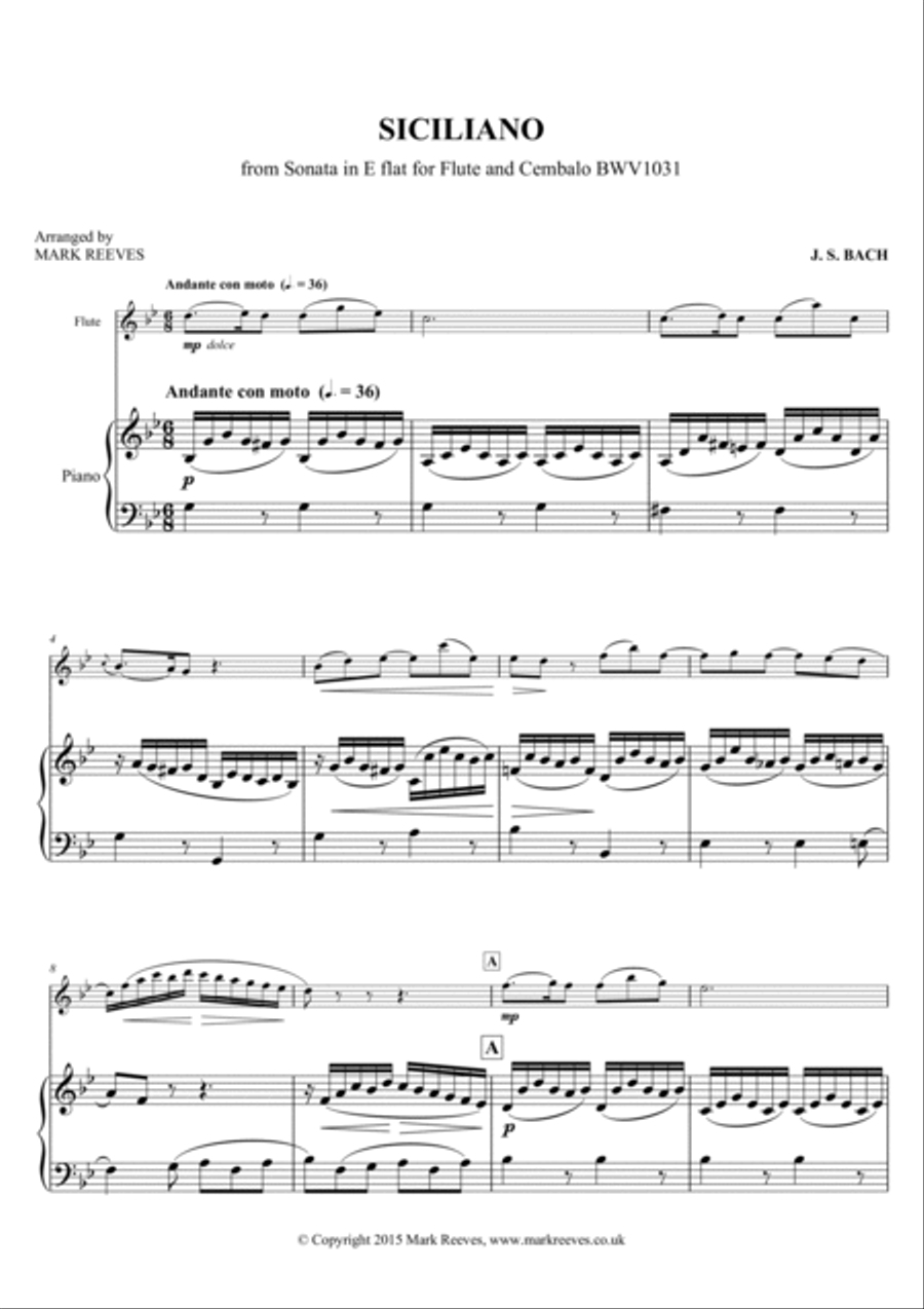 Siciliano for Flute and Piano Small Ensemble scores gallery preview page 3