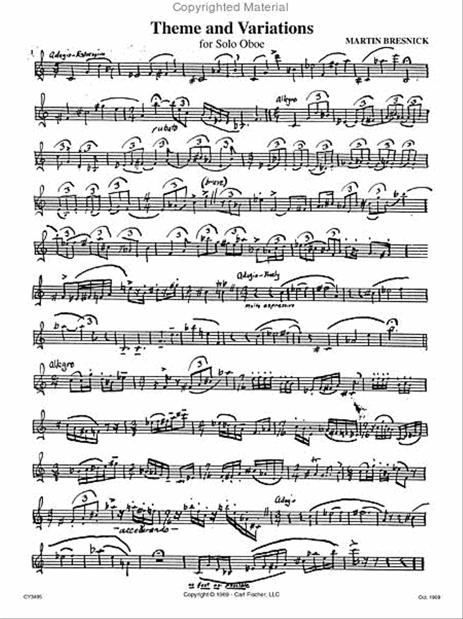 Theme And Variations Oboe Solo scores gallery preview page 2