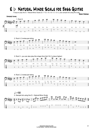Eb Natural Minor Scale for Bass Guitar (4 Ways to Play)