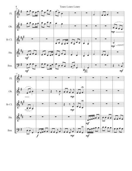 Touro Louro Louro (French Carol) for Woodwind Quintet image number null