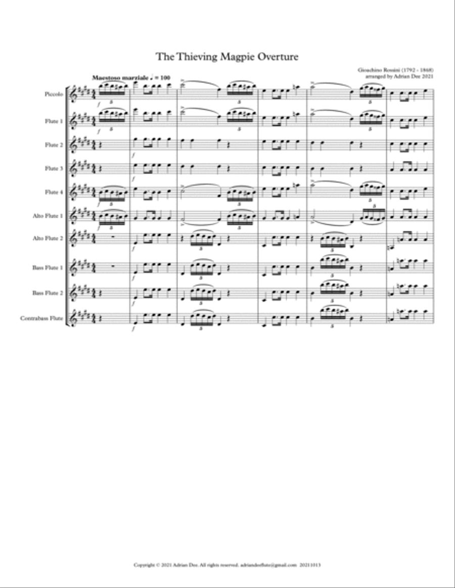 The Thieving Magpie Overture (arr Flute Choir) Flute Choir scores gallery preview page 3