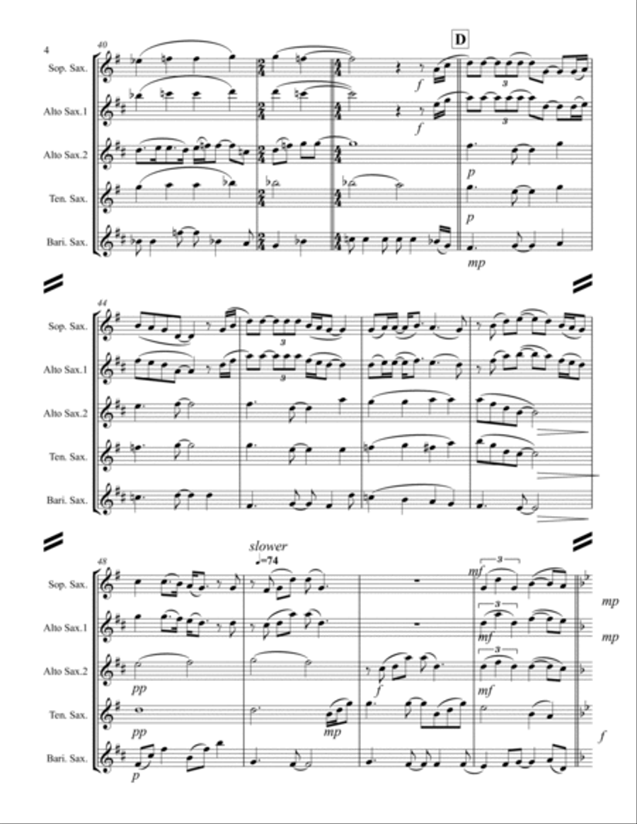 For Good Saxophone Quartet scores gallery preview page 5