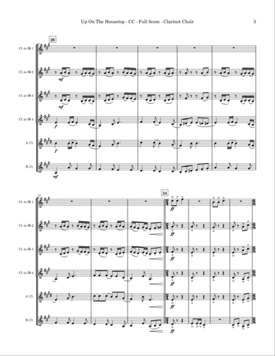 Up on the Housetop (Clarinet Choir) Clarinet Choir scores gallery preview page 3