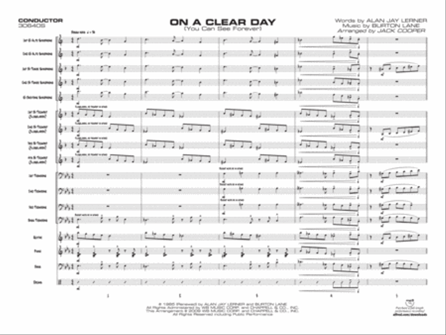 On a Clear Day (You Can See Forever) Jazz Ensemble scores gallery preview page 2