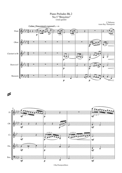 Debussy: Piano Preludes Bk.2 No.5 "Bruyères" - wind quintet image number null