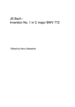 Book cover for JS Bach - Invention No. 1 in C major BWV 772