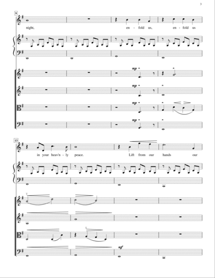 Prayer for Evening (Contralto or Tenor voice, Piano, and String Quartet) Cello scores gallery preview page 3