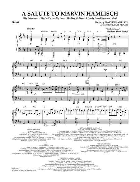 A Salute To Marvin Hamlisch - Piano
