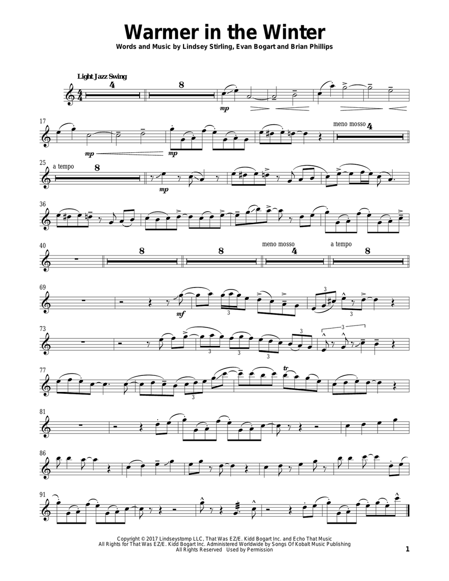Warmer In The Winter Warmer In The Winter Violin Solo scores gallery preview page 1