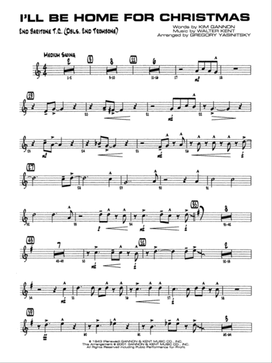 I'll Be Home for Christmas: 2nd Baritone T.C. Jazz Ensemble scores gallery preview page 1