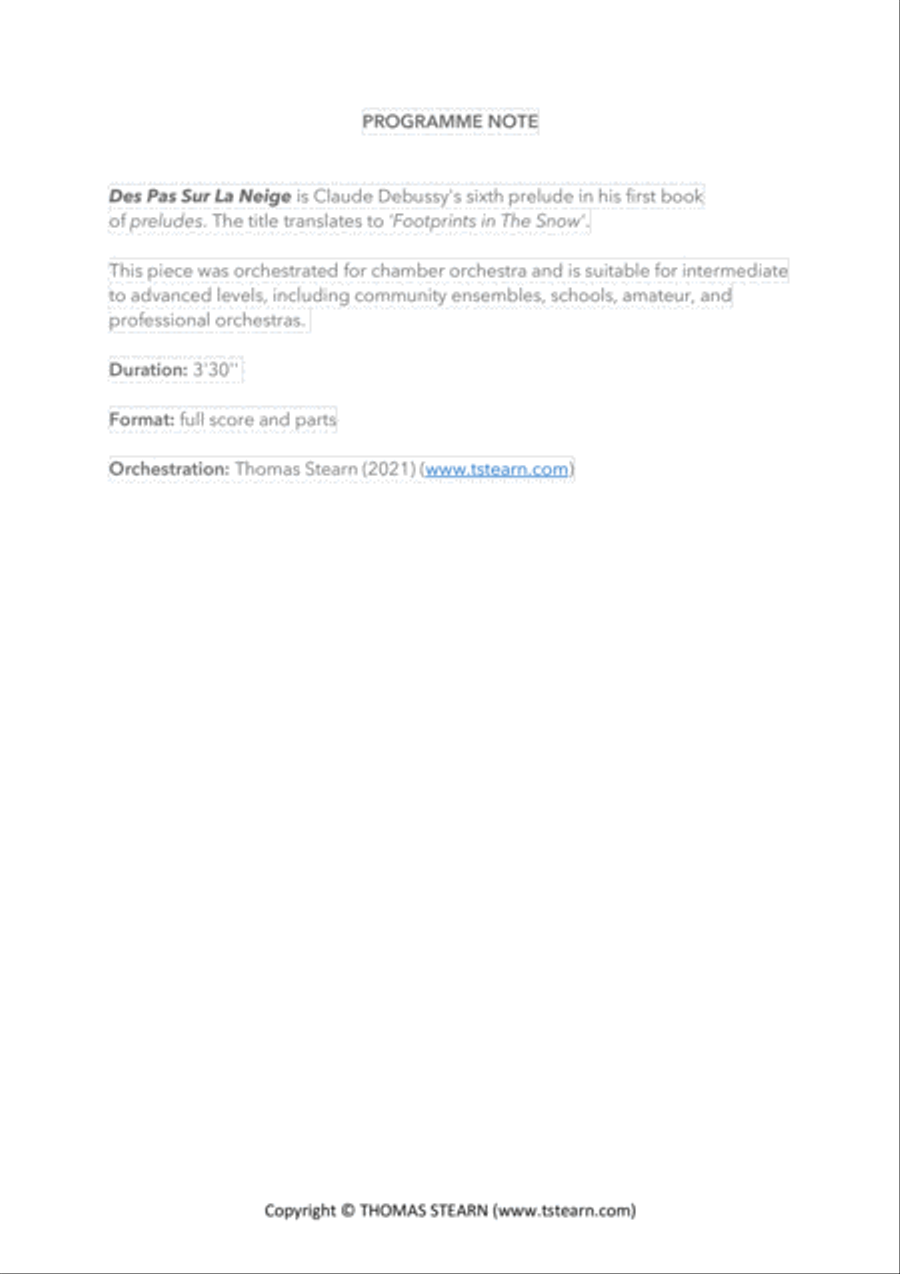 Des Pas Sur La Neige Chamber Orchestra scores gallery preview page 2