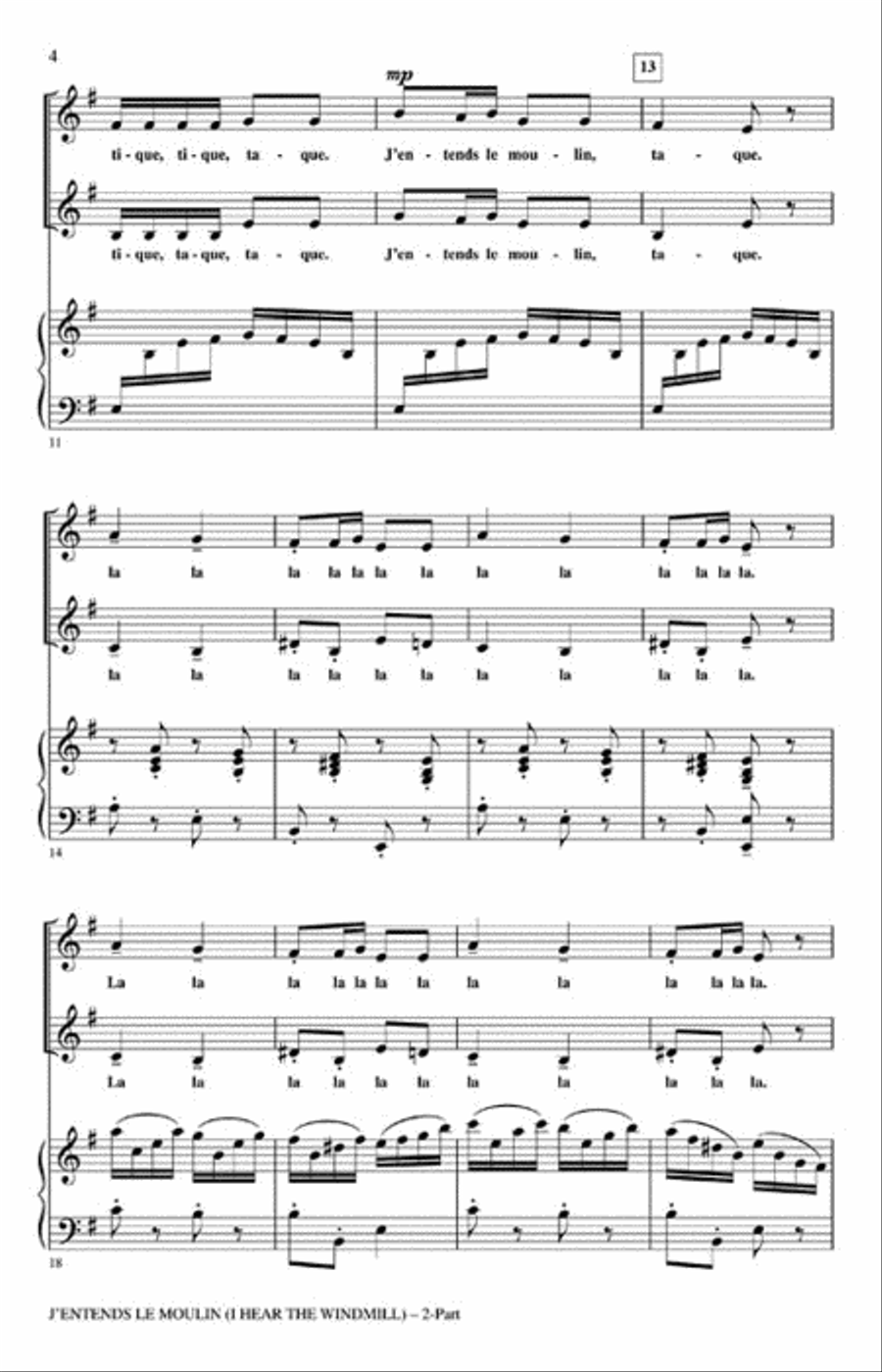 J'entends le moulin J'entends le moulin Choir scores gallery preview page 3