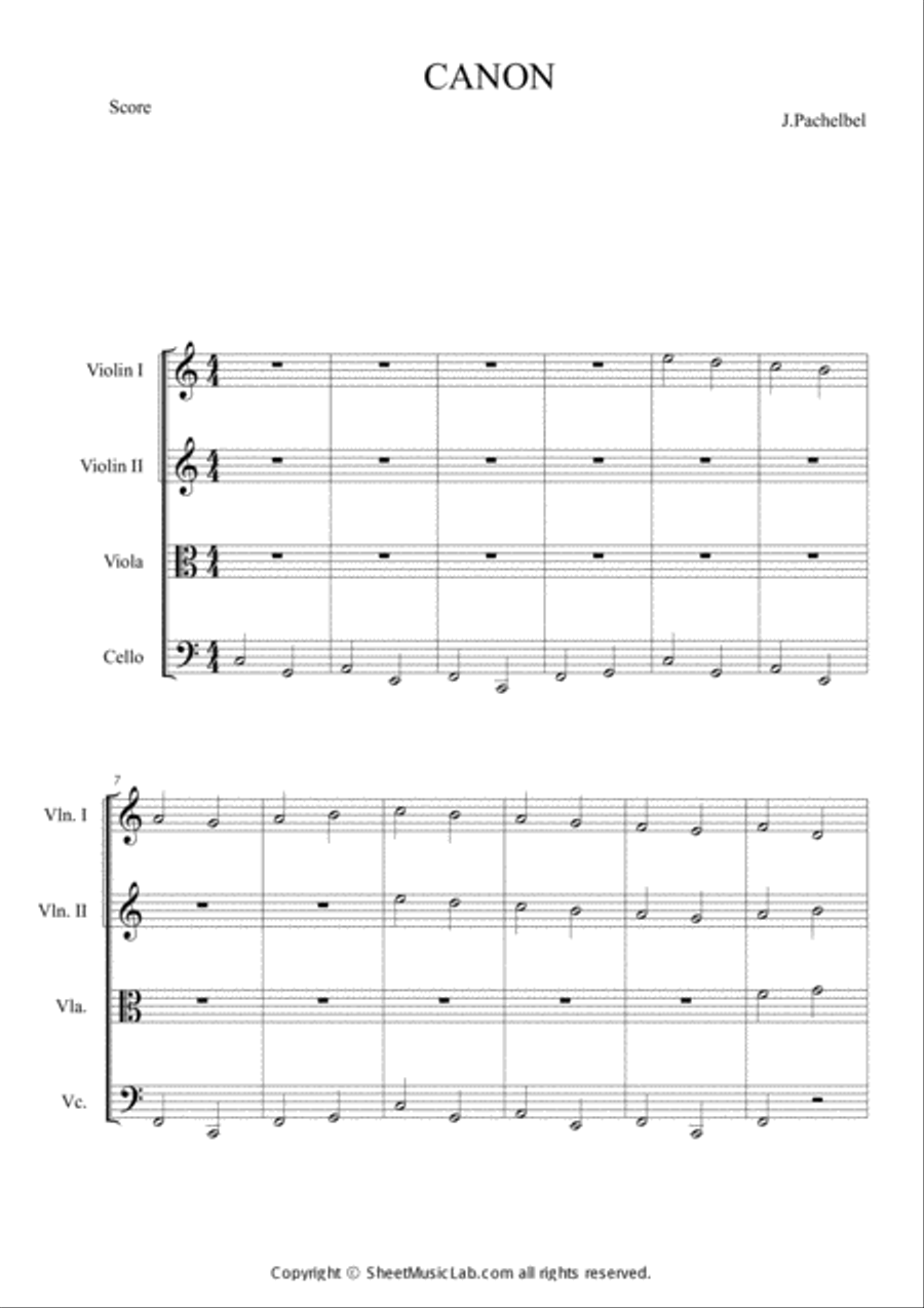 Canon in C (Version 2) Canon in C (Version 2) Cello scores gallery preview page 1