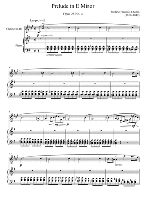 Book cover for Frédéric Chopin - Prelude in E minor Opus 28 No.4 (Clarinet Solo)