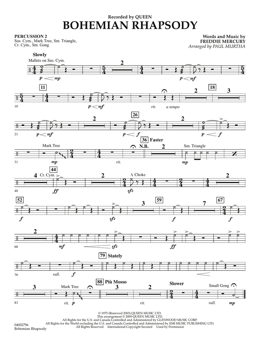 Bohemian Rhapsody - Percussion 2 Concert Band scores gallery preview page 1