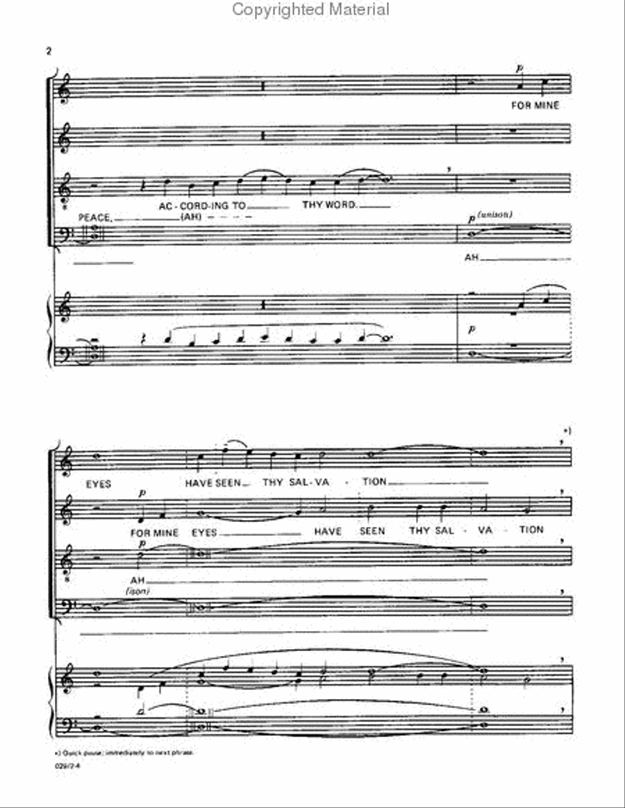 Lord, Now Lettest Thou (Nunc dimittis) 4-Part scores gallery preview page 3