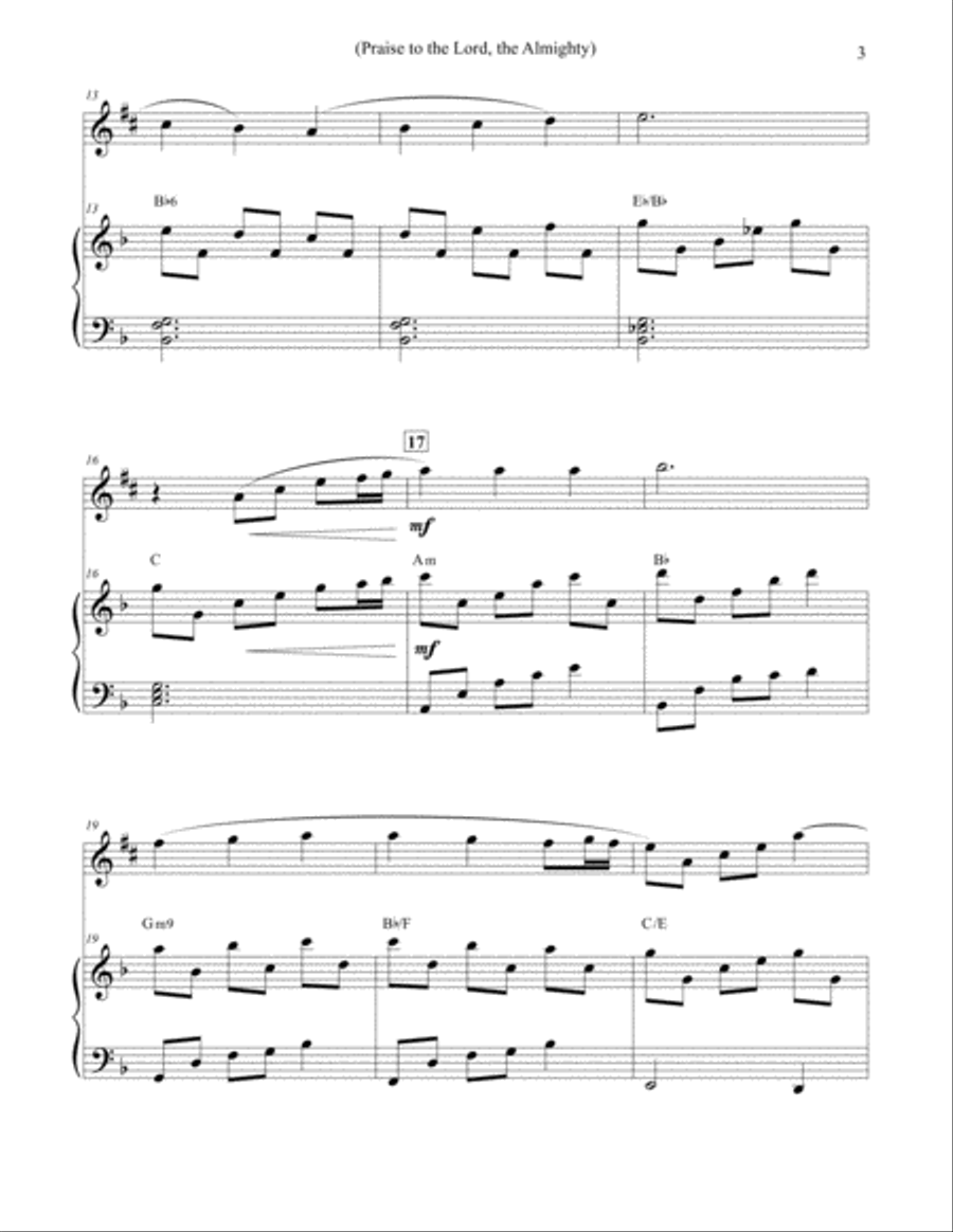 Praise to the Lord, the Almighty - Alto Saxophone & Piano Alto Saxophone scores gallery preview page 3