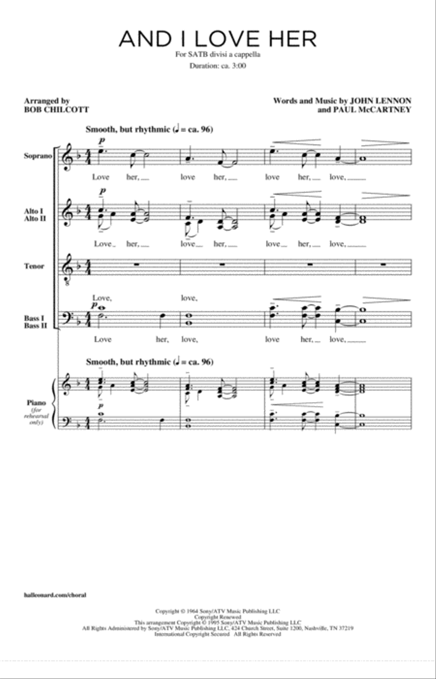 And I Love Her 4-Part scores gallery preview page 1