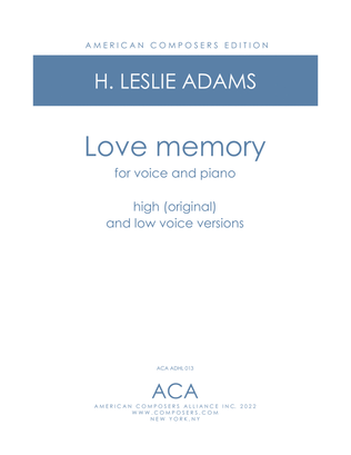 Book cover for [Adams] Love Memory (from Collected Songs)