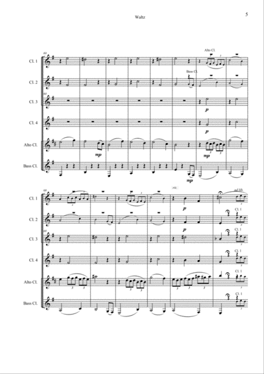 Waltz for Clarinet Choir Clarinet Choir scores gallery preview page 6