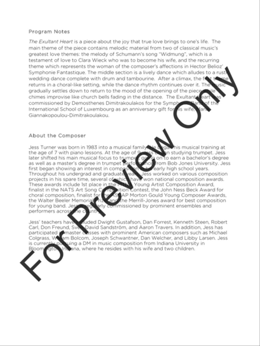 The Exultant Heart Concert Band scores gallery preview page 3