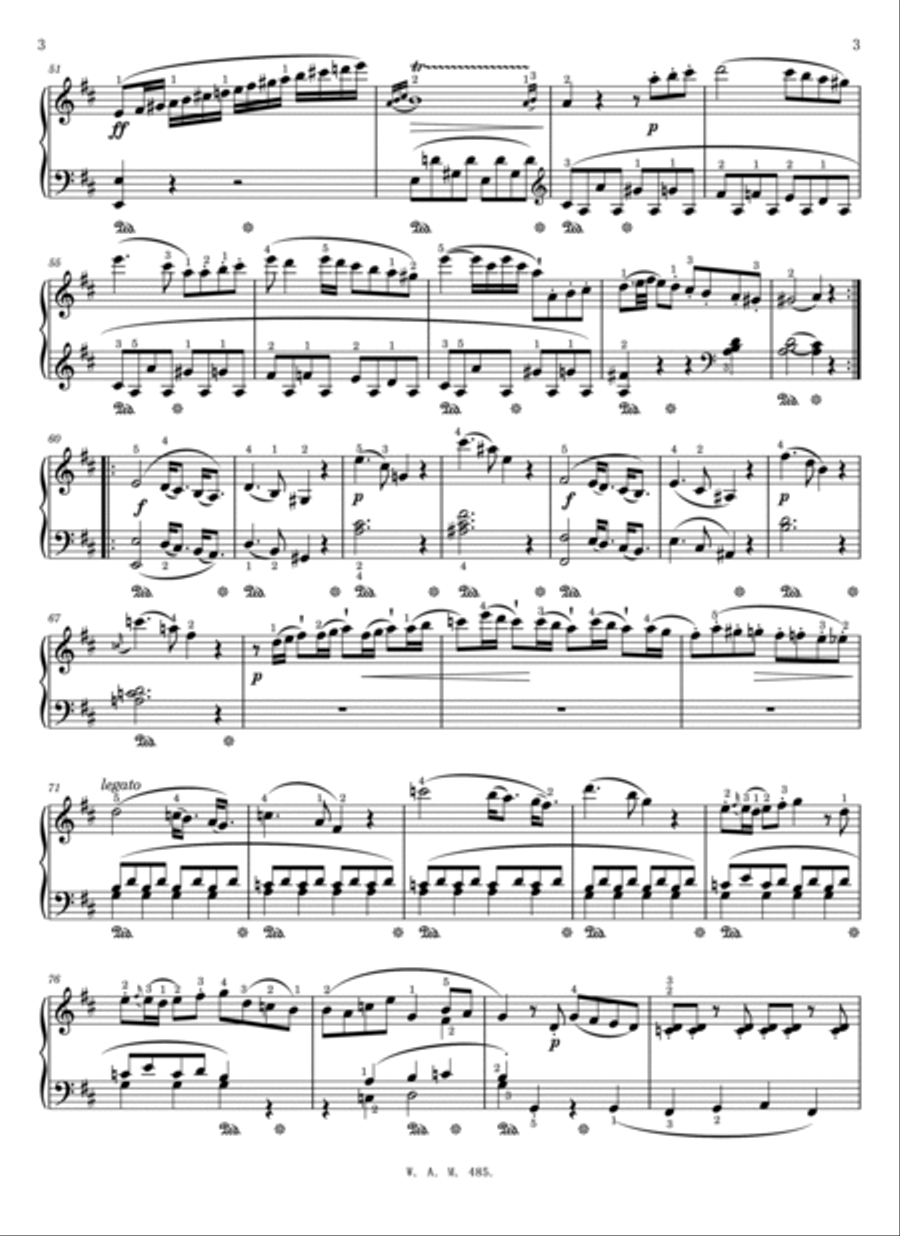 Mozart - Rondo in D Major K.485 - Original With Fingered - For Piano Solo Piano Solo scores gallery preview page 3