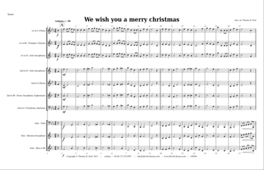 We wish you a merry christmas TUBA & KIDS Bassoon scores gallery preview page 1