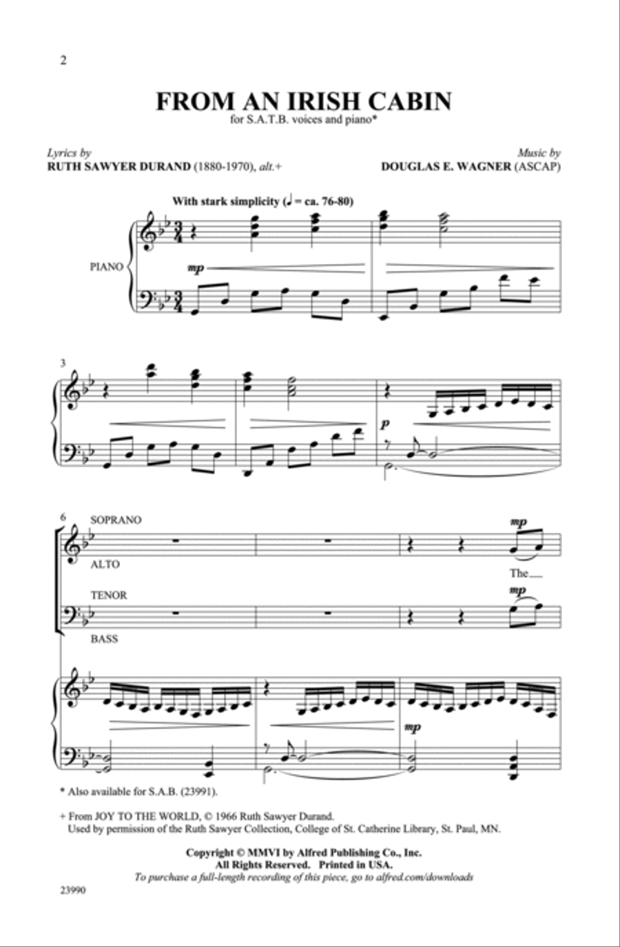 From an Irish Cabin From an Irish Cabin 4-Part scores gallery preview page 2