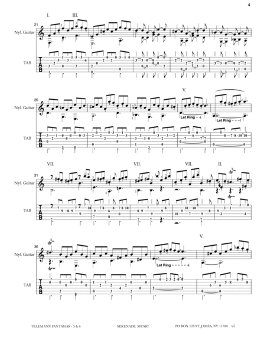 G.P. Telemann - Fantasias No. 5 & 6, adapted and arranged for solo guitar Classical Guitar scores gallery preview page 6