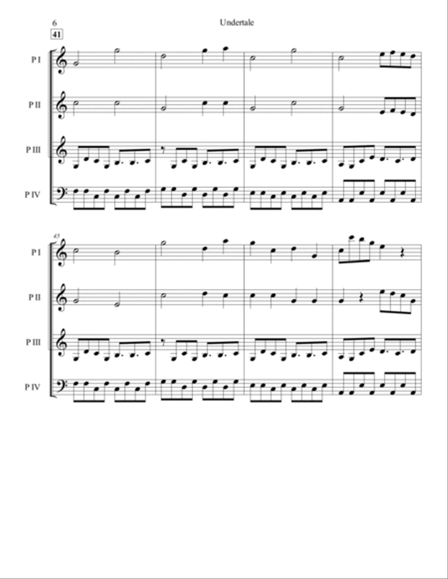 Undertale Main Theme School and Community scores gallery preview page 6