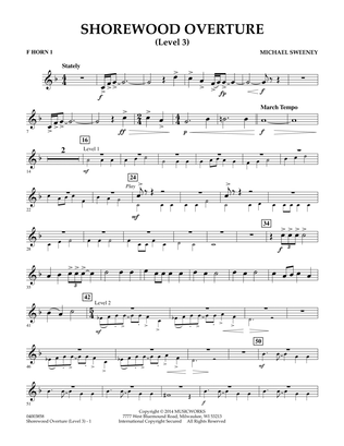 Book cover for Shorewood Overture (for Multi-level Combined Bands) - F Horn 1 (Level 3)