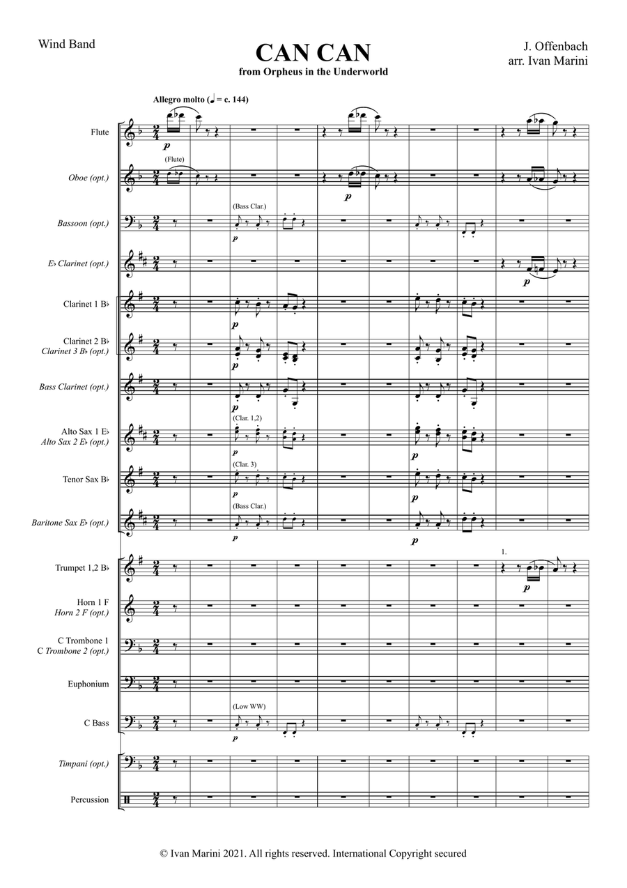 CAN CAN - by Jacques Offenbach - for Wind Band by Jacques Offenbach Concert Band - Digital Sheet Music