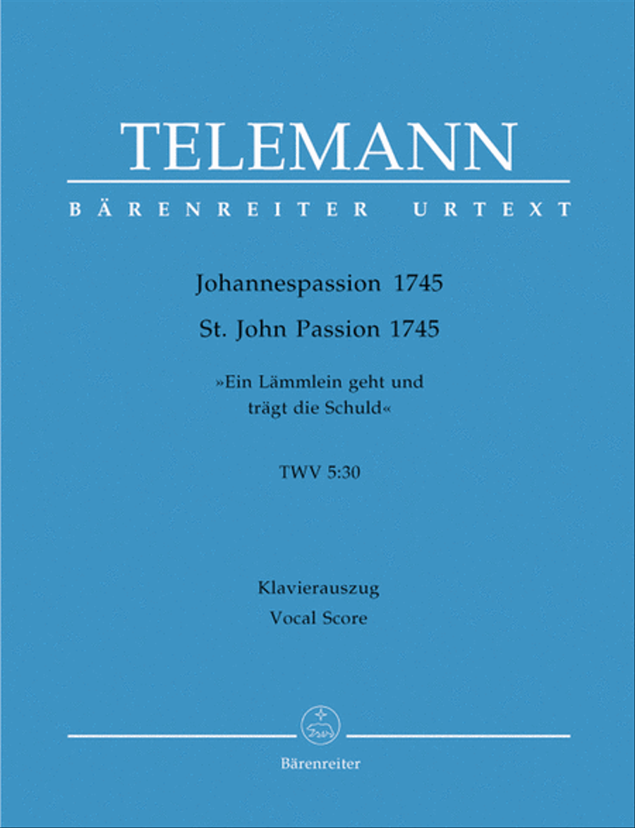 St. John Passion TWV 5:30 4-Part scores gallery preview page 1
