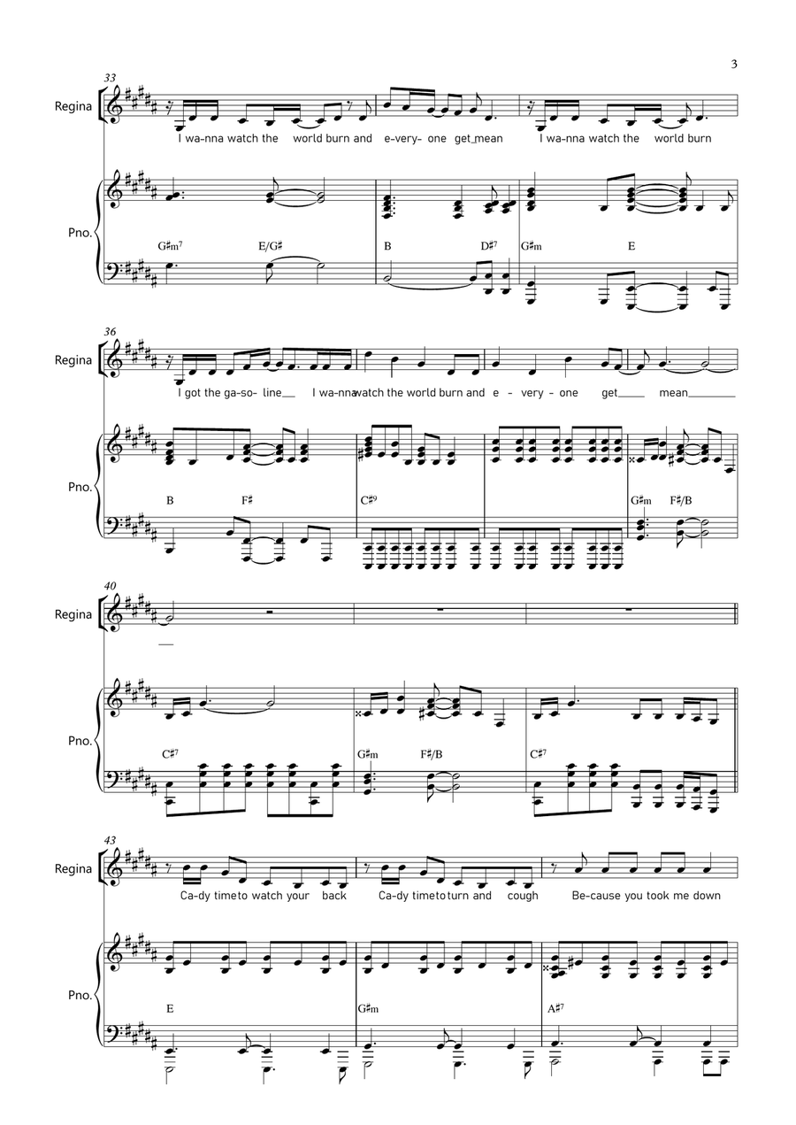 World Burn Piano, Vocal scores gallery preview page 4