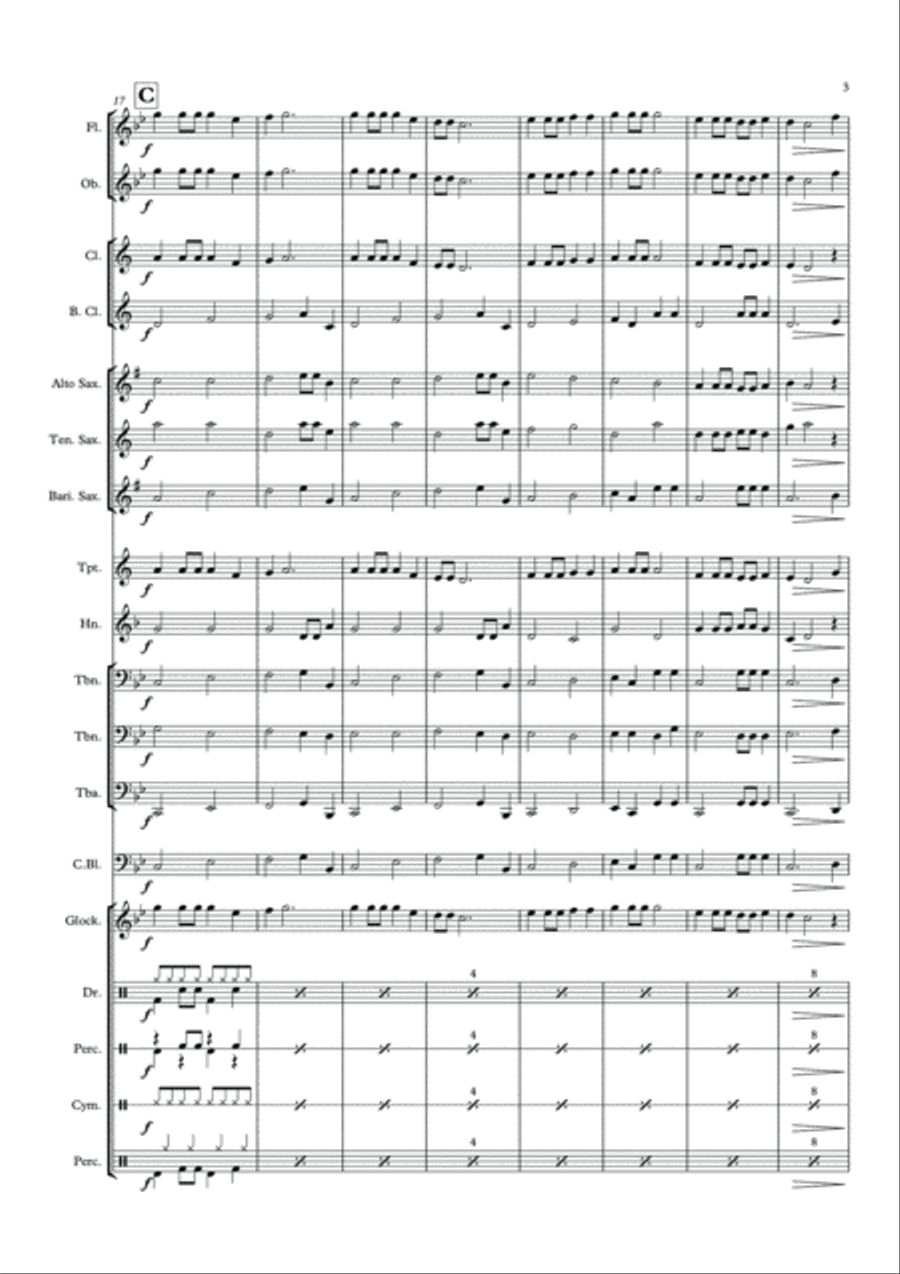 Jungle Rock ! Concert Band scores gallery preview page 4