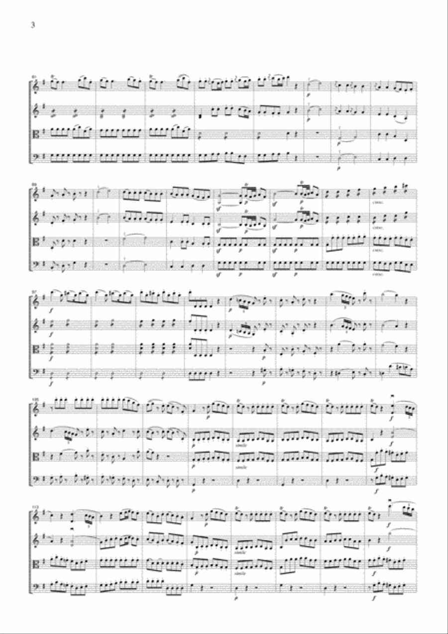 Mozart Eine Kleine Nachtmusik K.525, all mvts., for string quartet, CM018 String Quartet scores gallery preview page 3