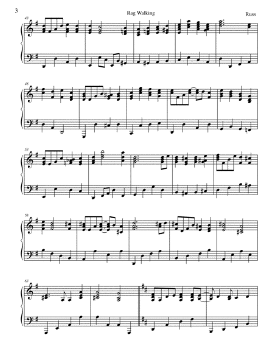 Rag Walking Piano Solo scores gallery preview page 3