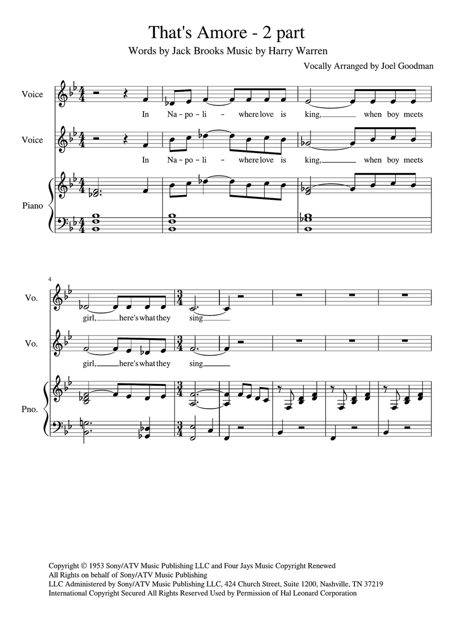That's Amore (That's Love) Vocal Duet scores gallery preview page 1