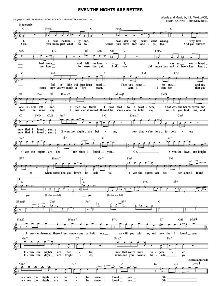 Even The Nights Are Better Electric Guitar scores gallery preview page 1