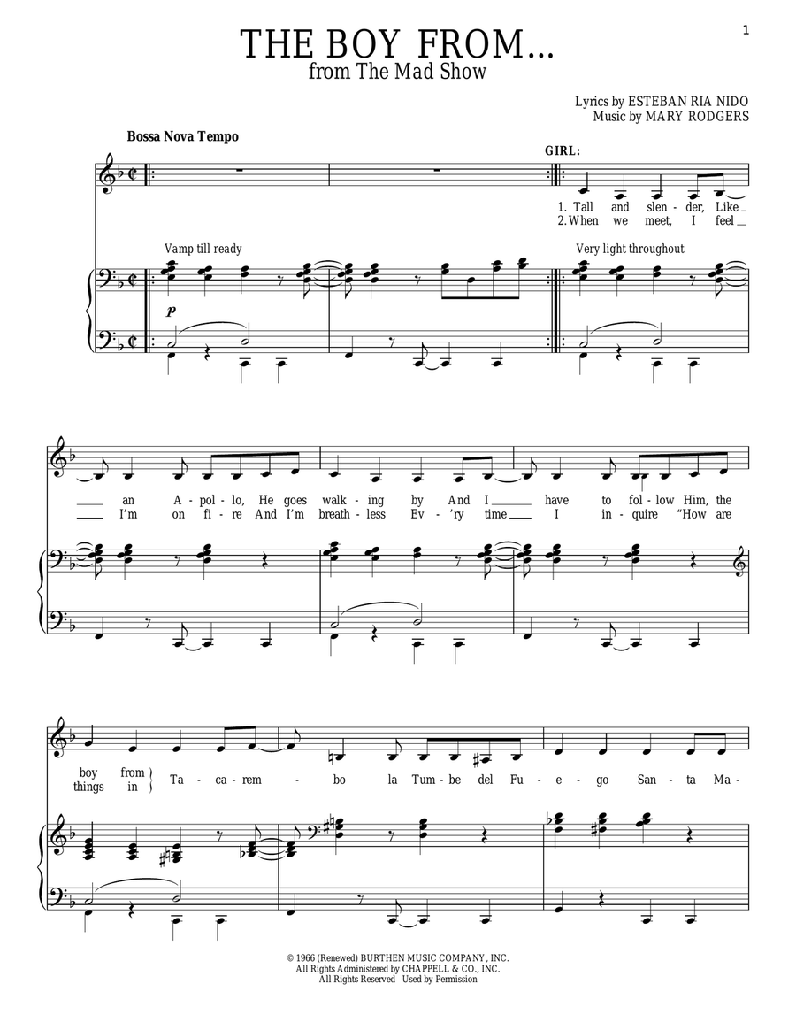 The Boy From... The Boy From... Voice scores gallery preview page 1