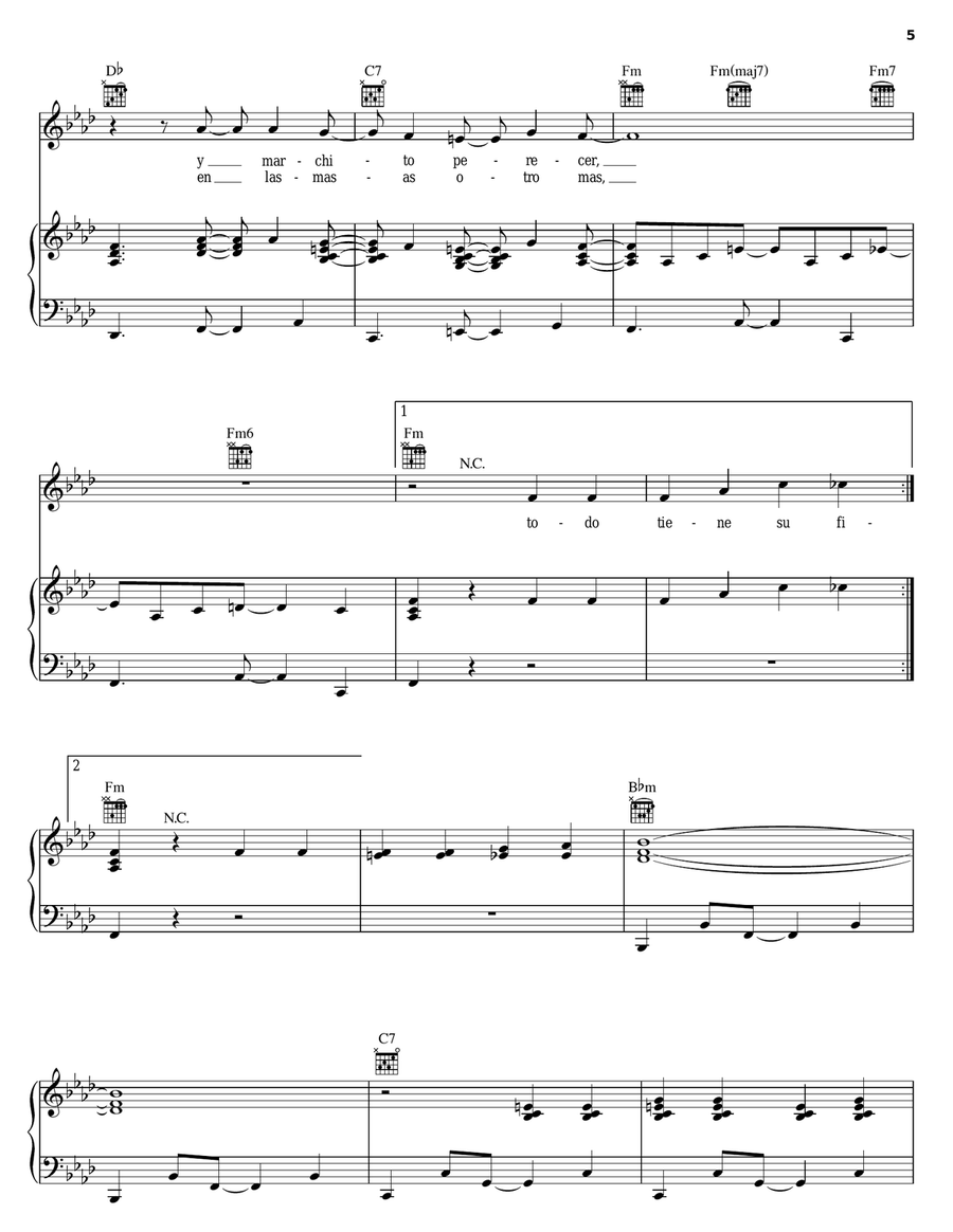 Todo Tiene Su Final Piano, Vocal, Guitar scores gallery preview page 5