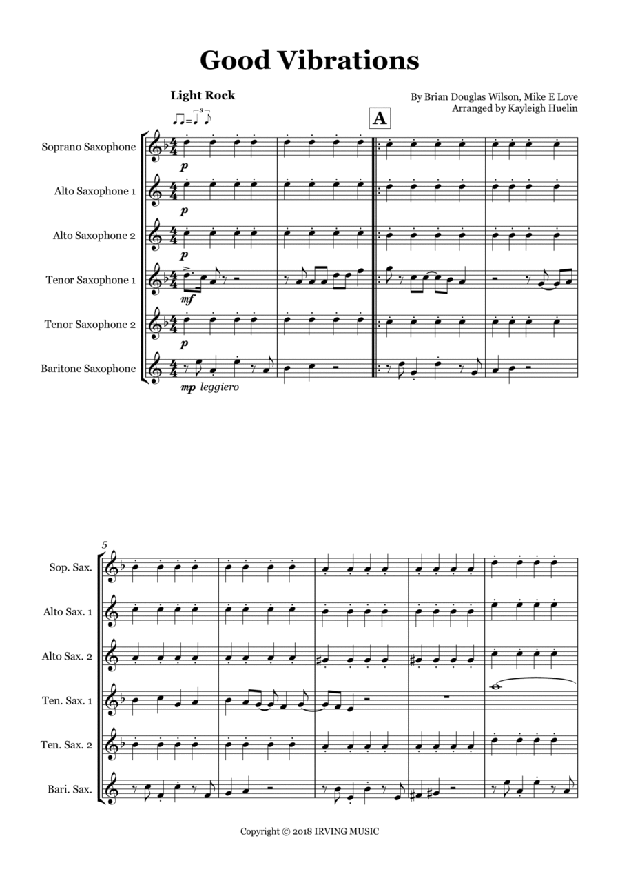 Good Vibrations Woodwind Ensemble scores gallery preview page 1