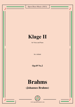 Brahms-Klage II Op.69 No.2 in c minor,for Voice and Piano